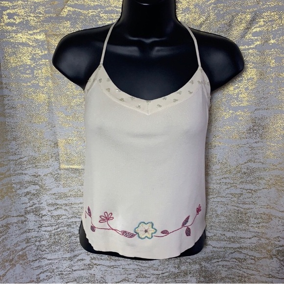 Easel cream floral sequinned cardigan with cream top size S - Picture 6 of 11